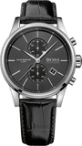 Buy Shop Hugo Boss Jet Black Dial Black Leather Strap Watch for Men - 1513279 USA Online