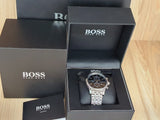 Buy Shop Hugo Boss Jet Black Dial Silver Steel Strap Watch for Men - 1513383 USA Online