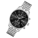 Buy Shop Hugo Boss Jet Black Dial Silver Steel Strap Watch for Men - 1513383 USA Online