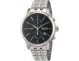 Buy Shop Hugo Boss Jet Black Dial Silver Steel Strap Watch for Men - 1513383 USA Online
