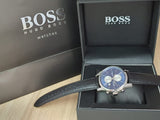 Buy Shop Hugo Boss Jet Blue Dial Black Leather Strap Watch for Men - 1513283 USA Online