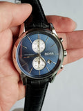 Buy Shop Hugo Boss Jet Blue Dial Black Leather Strap Watch for Men - 1513283 USA Online