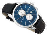 Buy Shop Hugo Boss Jet Blue Dial Black Leather Strap Watch for Men - 1513283 USA Online