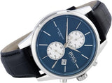 Buy Shop Hugo Boss Jet Blue Dial Black Leather Strap Watch for Men - 1513283 USA Online