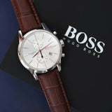 Buy Shop Hugo Boss Jet Chronograph Quartz Silver Dial Brown Leather Strap Watch For Men - HB1513280 USA Online