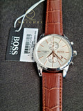 Buy Shop Hugo Boss Jet Chronograph Quartz Silver Dial Brown Leather Strap Watch For Men - HB1513280 USA Online