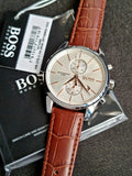Buy Shop Hugo Boss Jet Chronograph Quartz Silver Dial Brown Leather Strap Watch For Men - HB1513280 USA Online