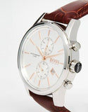 Buy Shop Hugo Boss Jet Chronograph Quartz Silver Dial Brown Leather Strap Watch For Men - HB1513280 USA Online