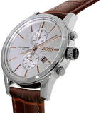 Buy Shop Hugo Boss Jet Chronograph Quartz Silver Dial Brown Leather Strap Watch For Men - HB1513280 USA Online