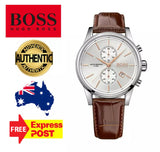 Buy Shop Hugo Boss Jet Chronograph Quartz Silver Dial Brown Leather Strap Watch For Men - HB1513280 USA Online