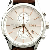 Buy Shop Hugo Boss Jet Chronograph Quartz Silver Dial Brown Leather Strap Watch For Men - HB1513280 USA Online