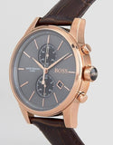 Buy Shop Hugo Boss Jet Grey Dial Brown Leather Strap Watch for Men - 1513281 USA Online