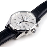Buy Shop Hugo Boss Jet Silver Dial Black Leather Strap Watch for Men - 1513282 USA Online