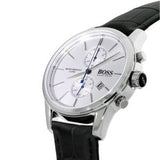 Buy Shop Hugo Boss Jet Silver Dial Black Leather Strap Watch for Men - 1513282 USA Online