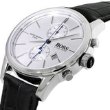 Buy Shop Hugo Boss Jet Silver Dial Black Leather Strap Watch for Men - 1513282 USA Online