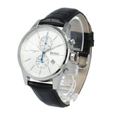 Buy Shop Hugo Boss Jet Silver Dial Black Leather Strap Watch for Men - 1513282 USA Online