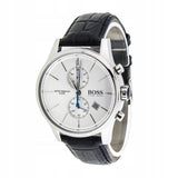 Buy Shop Hugo Boss Jet Silver Dial Black Leather Strap Watch for Men - 1513282 USA Online
