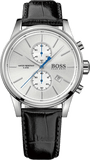 Buy Shop Hugo Boss Jet Silver Dial Black Leather Strap Watch for Men - 1513282 USA Online