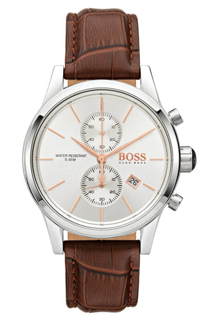Buy Shop Hugo Boss Jet White Dial Brown Leather Strap Watch for Men - 1513280 USA Online