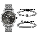 Buy Shop Hugo Boss Legacy Grey Dial Silver Mesh Bracelet Watch for Men - 1513673 USA Online