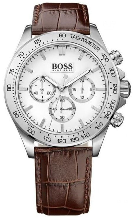 Buy Shop Hugo Boss Ikon White Dial Brown Leather Strap Watch for Men - 1513175 USA Online