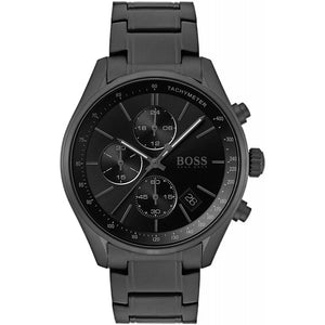 Buy Shop Hugo Boss Grand Prix Black Dial Black Steel Strap Watch for Men - 1513676 USA Online