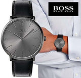 Buy Shop Hugo Boss Modern Grey Dial Black Leather Strap Watch for Men - 1513540 USA Online