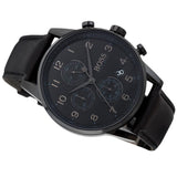 Buy Shop Hugo Boss Navigator Black Dial Black Leather Strap Watch for Men - 1513497 USA Online