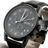 Buy Shop Hugo Boss Navigator Black Dial Black Leather Strap Watch for Men - 1513497 USA Online