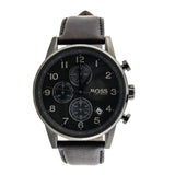 Buy Shop Hugo Boss Navigator Black Dial Black Leather Strap Watch for Men - 1513497 USA Online