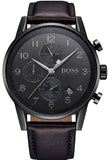 Buy Shop Hugo Boss Navigator Black Dial Black Leather Strap Watch for Men - 1513497 USA Online