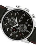 Buy Shop Hugo Boss Navigator Black Dial Black Leather Strap Watch for Men - 1513535 USA Online