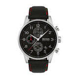 Buy Shop Hugo Boss Navigator Black Dial Black Leather Strap Watch for Men - 1513535 USA Online