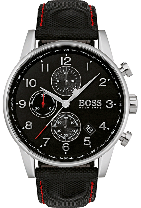 Buy Shop Hugo Boss Navigator Black Dial Black Leather Strap Watch for Men - 1513535 USA Online