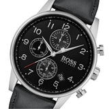 Buy Shop Hugo Boss Navigator Black Dial Black Leather Strap Watch for Men - 1513678 USA Online