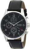 Buy Shop Hugo Boss Navigator Black Dial Black Leather Strap Watch for Men - 1513678 USA Online
