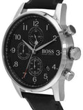 Buy Shop Hugo Boss Navigator Black Dial Black Leather Strap Watch for Men - 1513678 USA Online