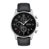 Buy Shop Hugo Boss Navigator Black Dial Black Leather Strap Watch for Men - 1513678 USA Online