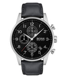 Buy Shop Hugo Boss Navigator Black Dial Black Leather Strap Watch for Men - 1513678 USA Online