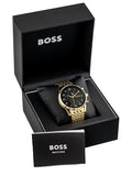 Buy Shop Hugo Boss Navigator Black Dial Gold Steel Strap Watch for Men - 1513531 USA Online