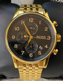 Buy Shop Hugo Boss Navigator Black Dial Gold Steel Strap Watch for Men - 1513531 USA Online