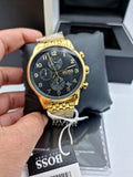 Buy Shop Hugo Boss Navigator Black Dial Gold Steel Strap Watch for Men - 1513531 USA Online