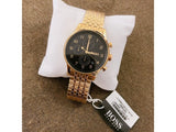 Buy Shop Hugo Boss Navigator Black Dial Gold Steel Strap Watch for Men - 1513531 USA Online