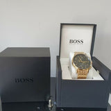 Buy Shop Hugo Boss Navigator Black Dial Gold Steel Strap Watch for Men - 1513531 USA Online