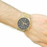 Buy Shop Hugo Boss Navigator Black Dial Gold Steel Strap Watch for Men - 1513531 USA Online