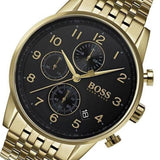 Buy Shop Hugo Boss Navigator Black Dial Gold Steel Strap Watch for Men - 1513531 USA Online