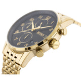 Buy Shop Hugo Boss Navigator Black Dial Gold Steel Strap Watch for Men - 1513531 USA Online