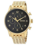 Buy Shop Hugo Boss Navigator Black Dial Gold Steel Strap Watch for Men - 1513531 USA Online