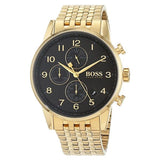 Buy Shop Hugo Boss Navigator Black Dial Gold Steel Strap Watch for Men - 1513531 USA Online