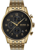 Buy Shop Hugo Boss Navigator Black Dial Gold Steel Strap Watch for Men - 1513531 USA Online